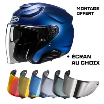 Casque Jet HJC F31 Semi Flat Metallic Blue + Ecran