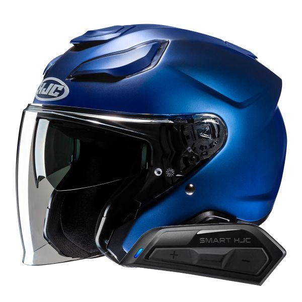 Casque Jet HJC F31 Semi Flat Metallic Blue + Kit Bluetooth Smart 11B Casque Jet HJC F31 Semi Flat Metallic Blue + Kit Bluetooth Smart 11B