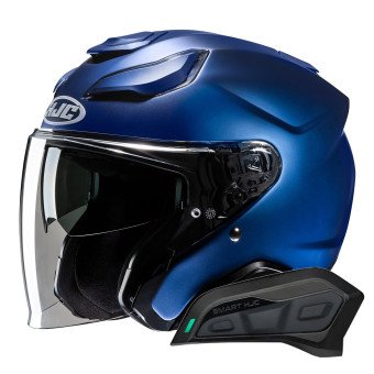 Casque Jet HJC F31 Semi Flat Metallic Blue + Kit Bluetooth Smart 11Be
