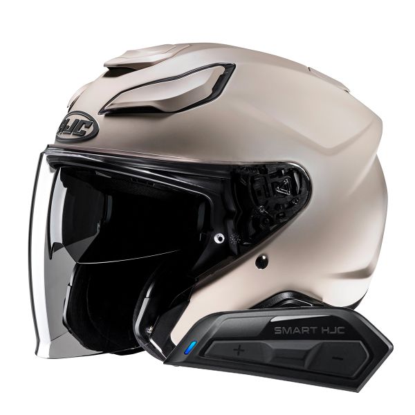 Casque Jet HJC F31 Semi Flat Sand Beige + Kit Bluetooth Smart 11B Casque Jet HJC F31 Semi Flat Sand Beige + Kit Bluetooth Smart 11B
