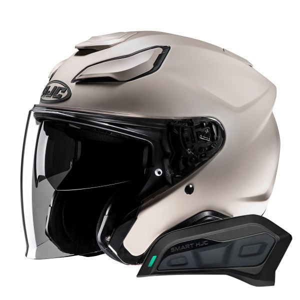 Casque Jet HJC F31 Semi Flat Sand Beige + Kit Bluetooth Smart 11Be Casque Jet HJC F31 Semi Flat Sand Beige + Kit Bluetooth Smart 11Be