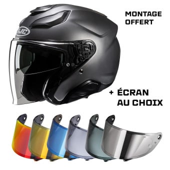 Casque Jet HJC F31 Semi Flat Titanium + Ecran