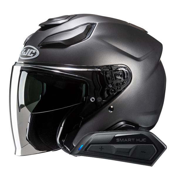 Casque Jet HJC F31 Semi Flat Titanium + Kit Bluetooth Smart 11B Casque Jet HJC F31 Semi Flat Titanium + Kit Bluetooth Smart 11B