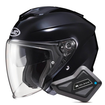 Casque Jet HJC I30 Metal Black + Kit Bluetooth BT Mini
