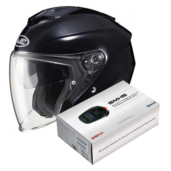 Casque Jet HJC I30 Metal Black + Kit Bluetooth Sena SMH5