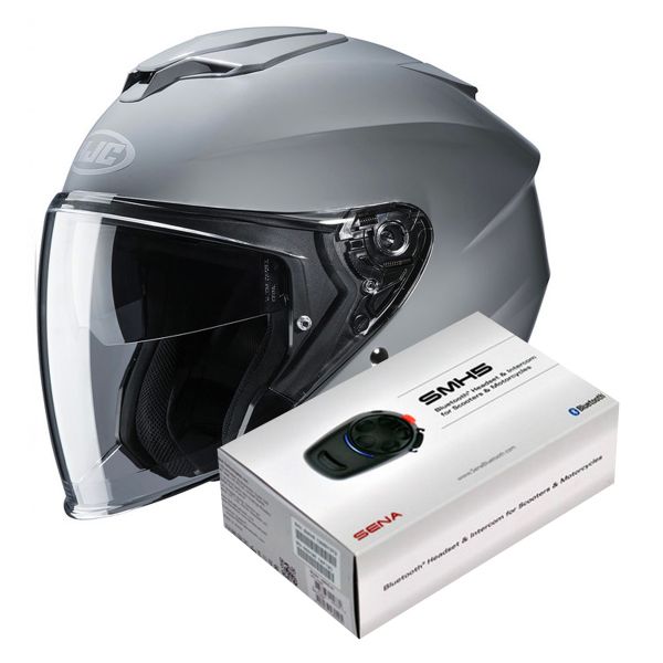 Casque Jet HJC I30 N. Grey + Kit Bluetooth Sena SMH5 Casque Jet HJC I30 N. Grey + Kit Bluetooth Sena SMH5