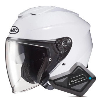 Casque Jet HJC I30 Pearl White + Kit Bluetooth BT Mini