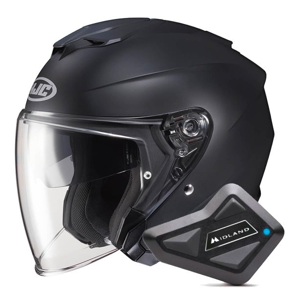 Casque Jet HJC I30 Semi Flat Black + Kit Bluetooth BT Mini