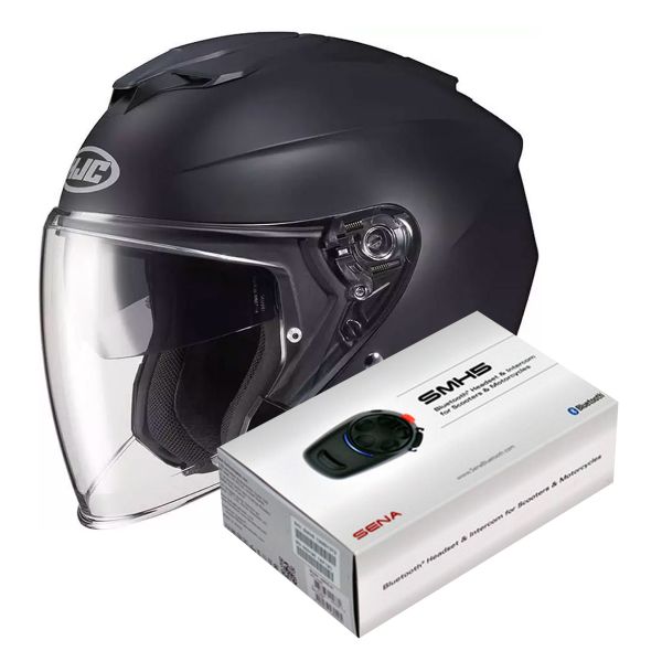 Casque Jet HJC I30 Semi Flat Black + Kit Bluetooth Sena SMH5