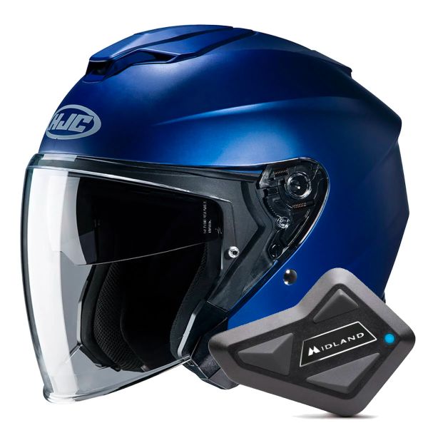 Casque Jet HJC I30 Semi Flat Metallic Blue + Kit Bluetooth BT Mini