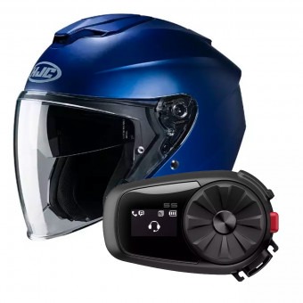 Casque Jet HJC I30 Semi Flat Metallic Blue + Kit Bluetooth Sena 5S
