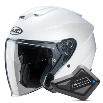 Casque Jet HJC I30 Semi Flat Pearl White + Kit Bluetooth BT Mini