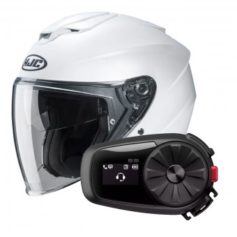 Casque Jet HJC I30 Semi Flat Pearl White + Kit Bluetooth Sena 5S