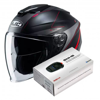 Casque Jet HJC I30 Slight MC1SF + Kit Bluetooth Sena SMH5