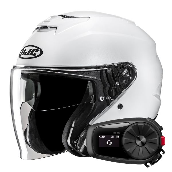Casque Jet HJC i31 Pearl White + Kit Bluetooth 5S Solo Casque Jet HJC i31 Pearl White + Kit Bluetooth 5S Solo