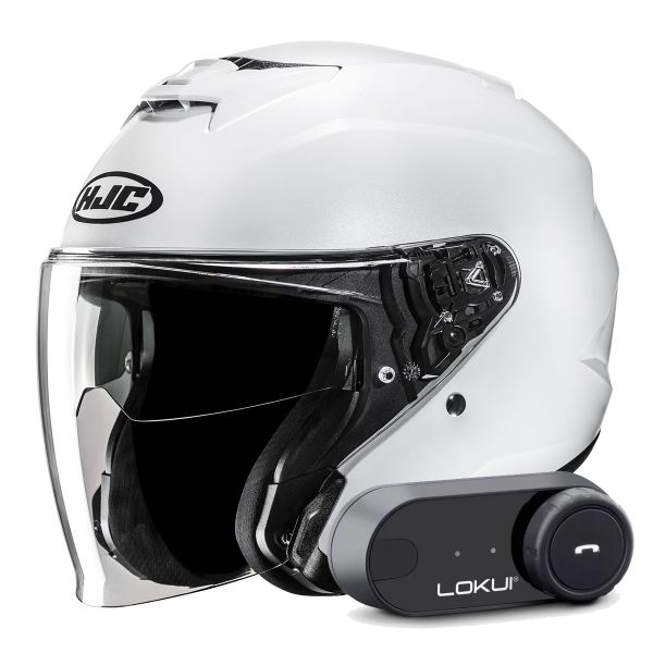 Casque Jet HJC i31 Pearl White + Kit Bluetooth Lokui K30 Casque Jet HJC i31 Pearl White + Kit Bluetooth Lokui K30