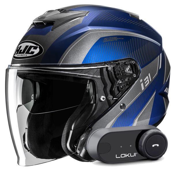 Casque Jet HJC i31 Reno MC2 + Kit Bluetooth Lokui K30