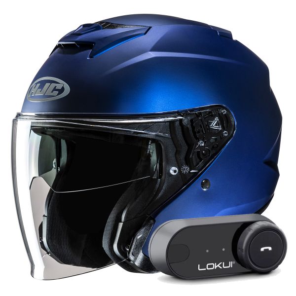 Casque Jet HJC i31 Semi Flat Metallic Blue + Kit Bluetooth Lokui K30 Casque Jet HJC i31 Semi Flat Metallic Blue + Kit Bluetooth Lokui K30