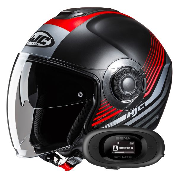Casque Jet HJC i40N Dova MC1SF + Kit bluetooth 5R Lite Solo