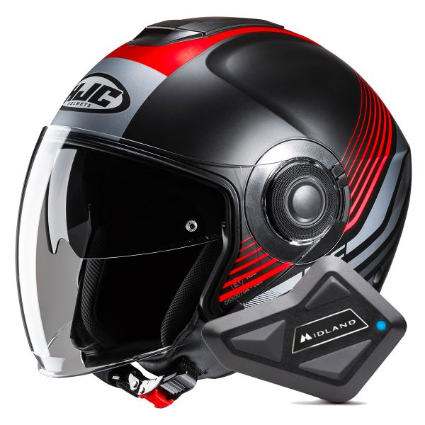 Casque Jet HJC i40N Dova MC1SF + Kit Bluetooth BT Mini