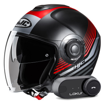 Casque Jet HJC i40N Dova MC1SF + Kit Bluetooth Lokui K30