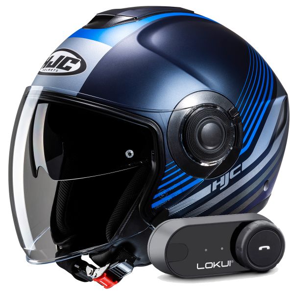Casque Jet HJC i40N Dova MC2SF + Kit Bluetooth Lokui K30
