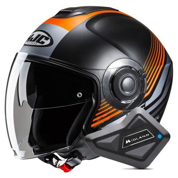 Casque Jet HJC i40N Dova MC7SF + Kit Bluetooth BT Mini