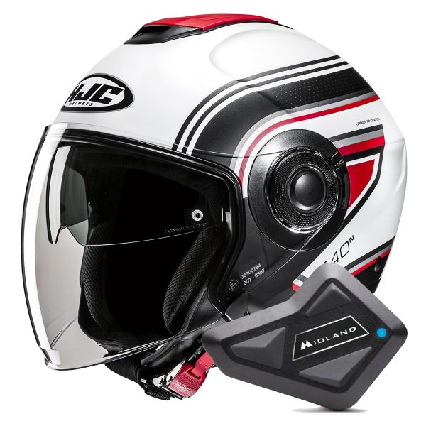 Casque Jet HJC i40N Linia MC1SF + Kit Bluetooth BT Mini