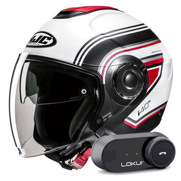 Casque Jet HJC i40N Linia MC1SF + Kit Bluetooth Lokui K30