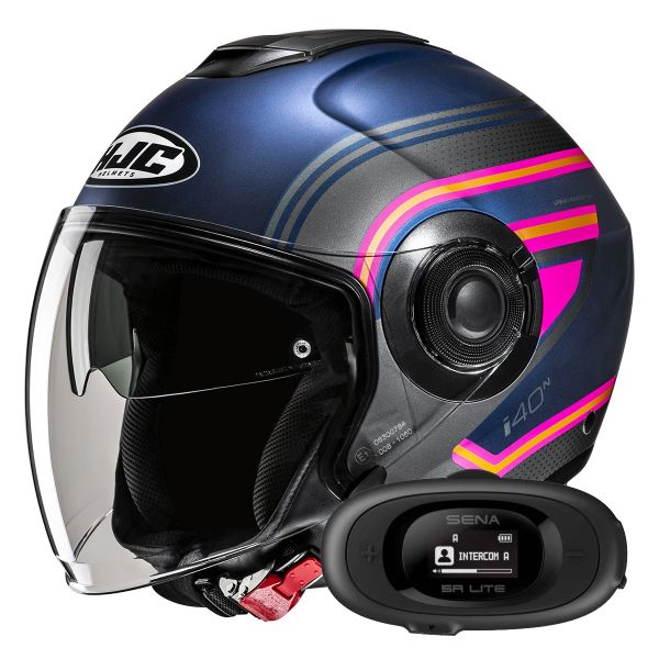 Casque Jet HJC i40N Linia MC28SF + Kit bluetooth 5R Lite Solo