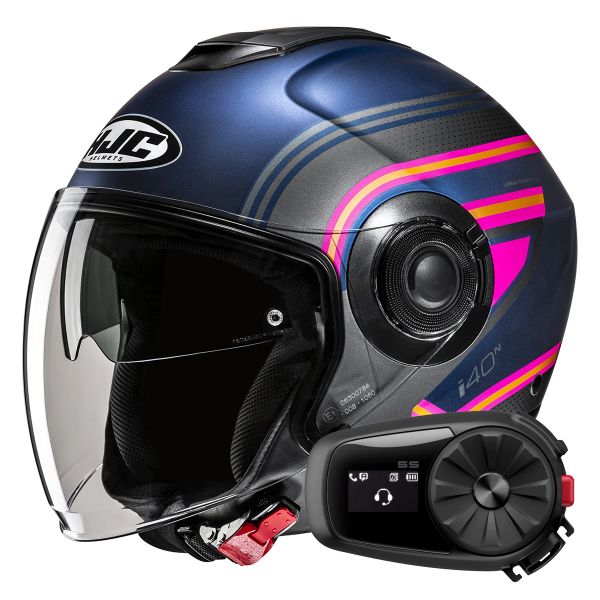 Casque Jet HJC i40N Linia MC28SF + Kit Bluetooth 5S Solo