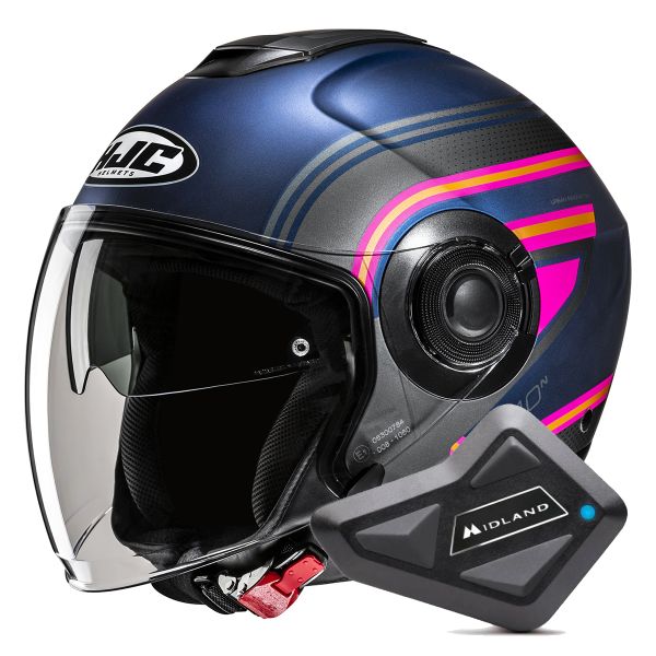 Casque Jet HJC i40N Linia MC28SF + Kit Bluetooth BT Mini