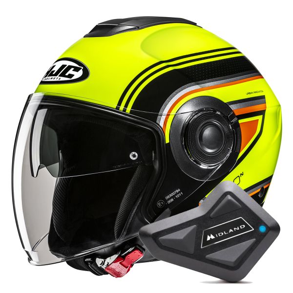 Casque Jet HJC i40N Linia MC3H + Kit Bluetooth BT Mini