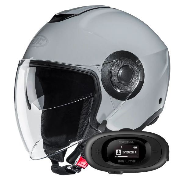 Casque Jet HJC i40N N. Grey + Kit bluetooth 5R Lite Solo Casque Jet HJC i40N N. Grey + Kit bluetooth 5R Lite Solo