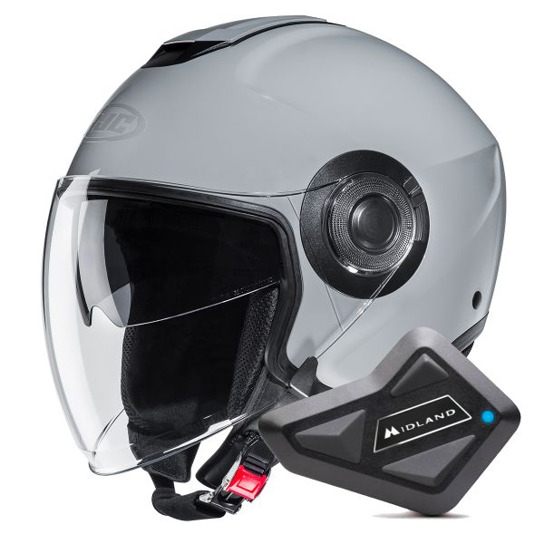 Casque Jet HJC i40N N. Grey + Kit Bluetooth BT Mini