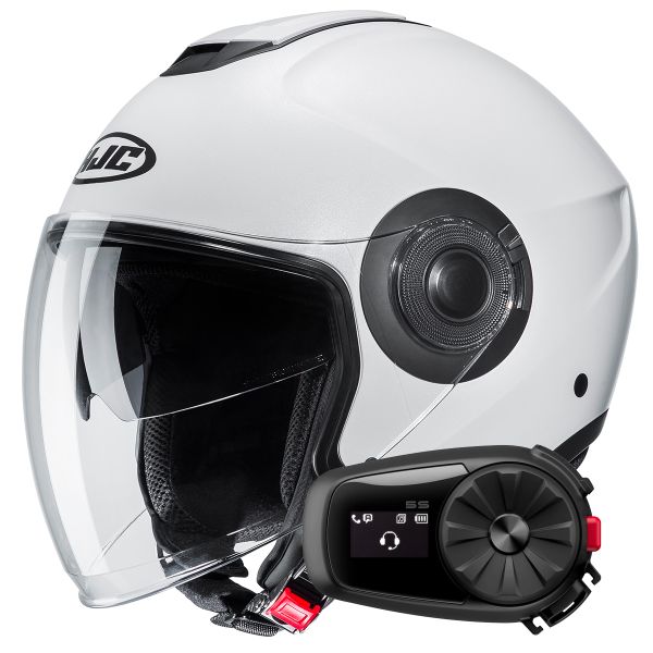 Casque Jet HJC i40N Pearl White+ Kit Bluetooth 5S Solo Casque Jet HJC i40N Pearl White+ Kit Bluetooth 5S Solo