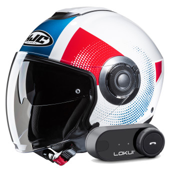 Casque Jet HJC i40N Pyle MC21 + Kit Bluetooth Lokui K30