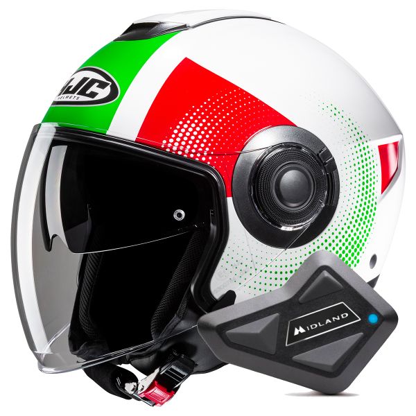 Casque Jet HJC i40N Pyle MC41 + Kit Bluetooth BT Mini