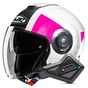 Casque Jet HJC i40N Pyle MC8 + Kit Bluetooth BT Mini