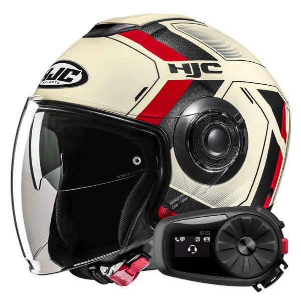 Casque Jet HJC i40N Velu MC1 + Kit Bluetooth 5S Solo
