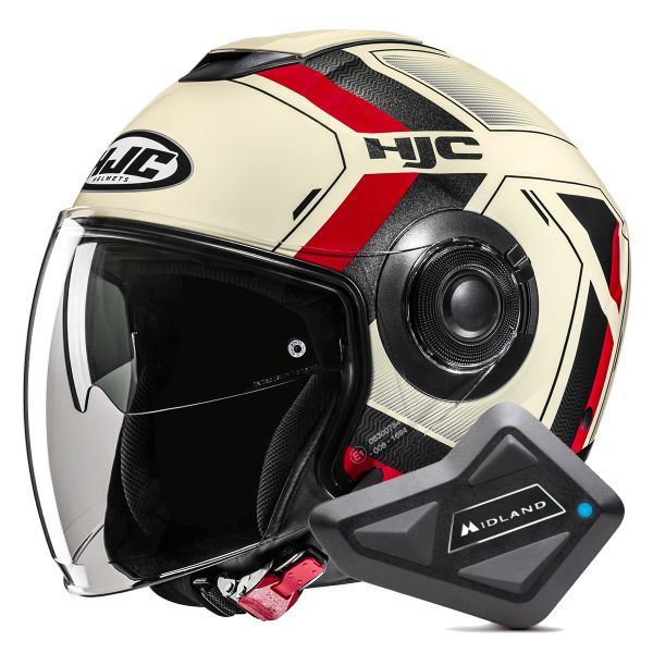 Casque Jet HJC i40N Velu MC1 + Kit Bluetooth BT Mini