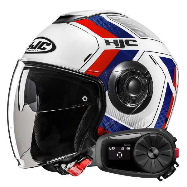 Casque Jet HJC i40N Velu MC21 + Kit Bluetooth 5S Solo