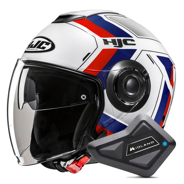 Casque Jet HJC i40N Velu MC21 + Kit Bluetooth BT Mini
