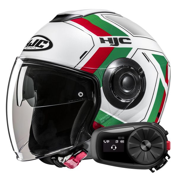Casque Jet HJC i40N Velu MC41 + Kit Bluetooth 5S Solo