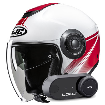 Casque Jet HJC i40N Vision MC1 + Kit Bluetooth Lokui K30