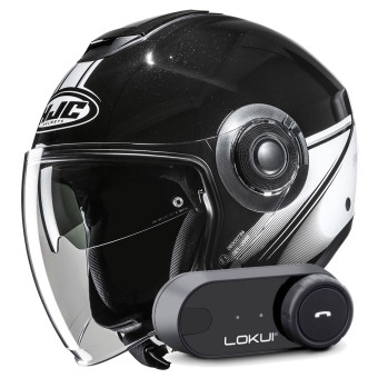 Casque Jet HJC i40N Vision MC5 + Kit Bluetooth Lokui K30
