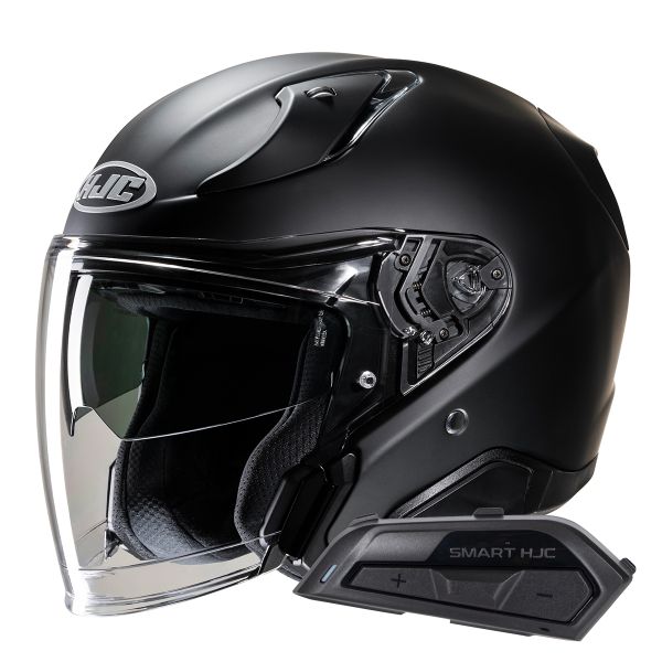 Casque Jet HJC RPHA31 Flat Black + Kit Bluetooth Smart 21B Flat Black Casque Jet HJC RPHA31 Flat Black + Kit Bluetooth Smart 21B Flat Black