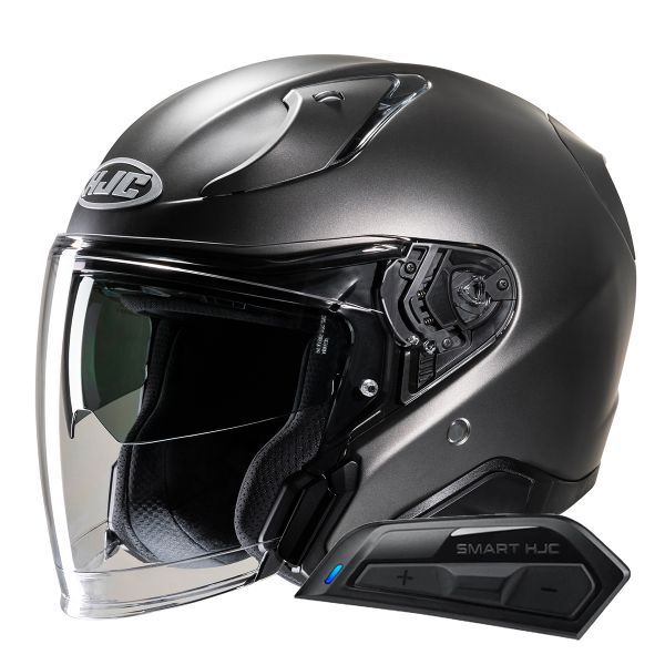 Casque Jet HJC RPHA31 Semi Flat Titanium + Kit Bluetooth Smart 11B Casque Jet HJC RPHA31 Semi Flat Titanium + Kit Bluetooth Smart 11B