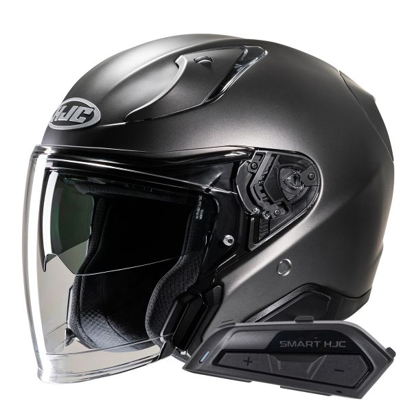 Casque Jet HJC RPHA31 Semi Flat Titanium+ Kit Bluetooth Smart 21B Flat Black Casque Jet HJC RPHA31 Semi Flat Titanium+ Kit Bluetooth Smart 21B Flat Black