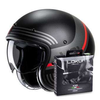 Casque Jet HJC V31 Byron MC1SF + Kit Bluetooth Lokui K10